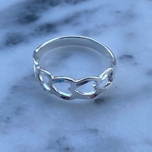 Sterling Silver Heart Band Ring